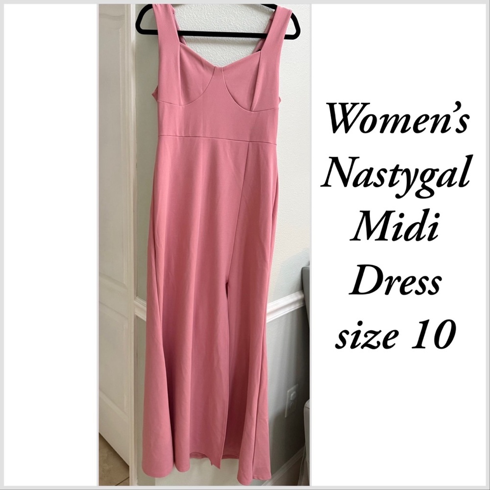 Nasty Gal size 10 Medium Blush pink Midi Dress party event sleeveless worn once
